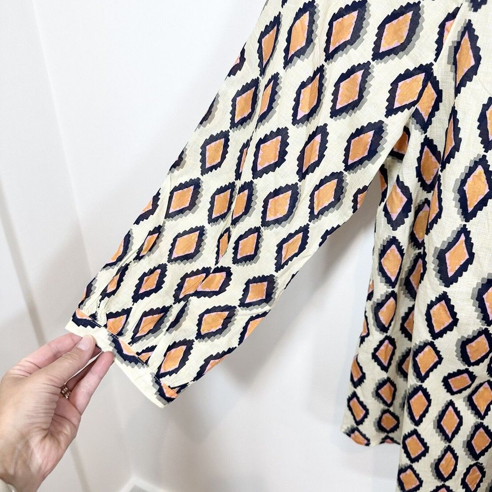 Womens Nic and Zoe Medium Geometric Top Blouse 100% Cotton Ethically Made - Picture 4 of 12